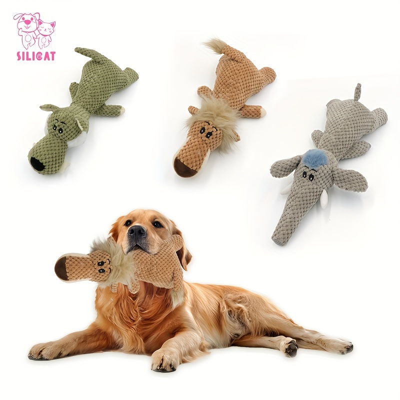

1pc Cute Animals Design Pet Grinding Teeth Squeaky Plush Toy, Chewing Toy For Dog Interactive Supply