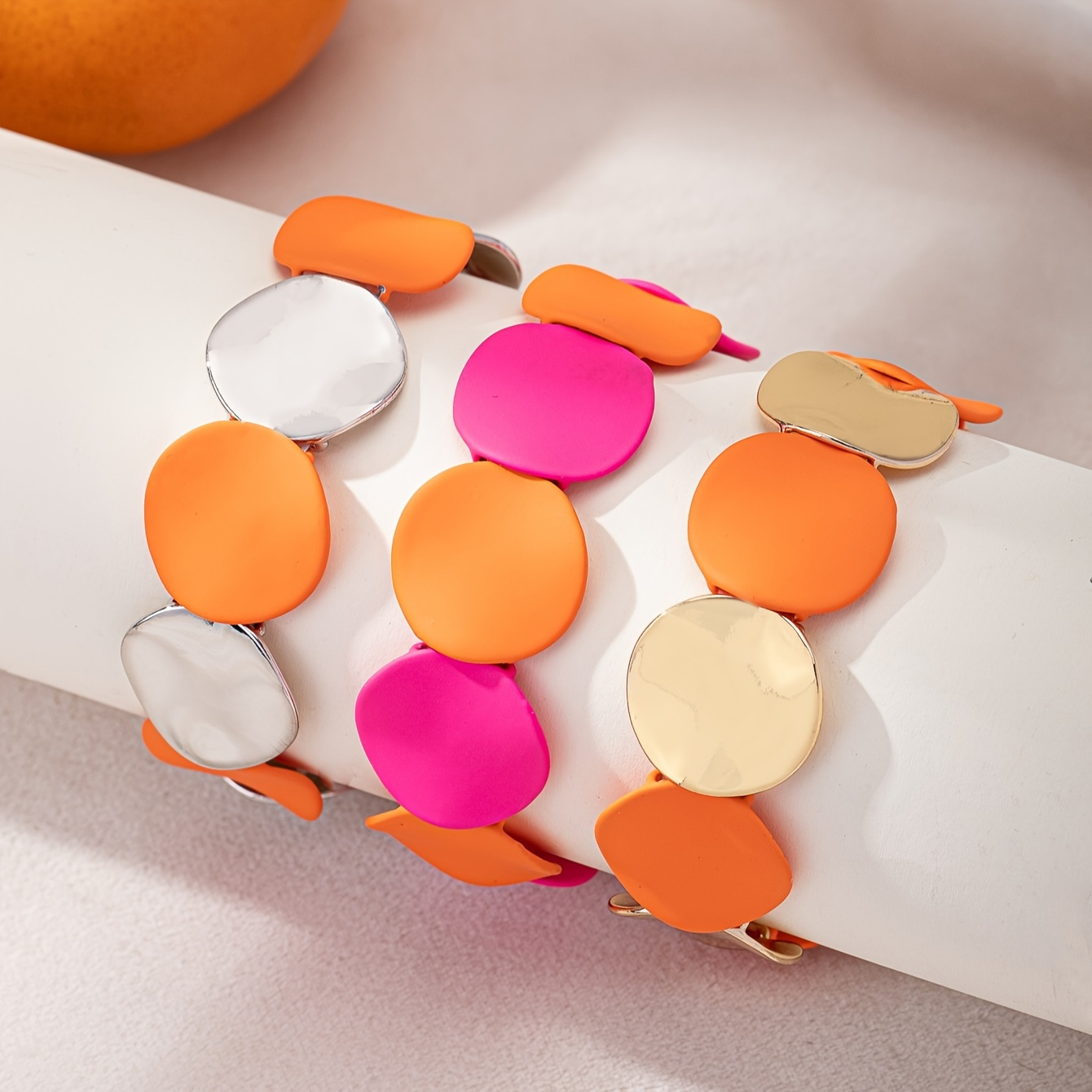 

Cute Fashion Candy-colored Geometric Disc Bracelet, Sweet Style, Women's Graduation Party Gift, Vacation Look