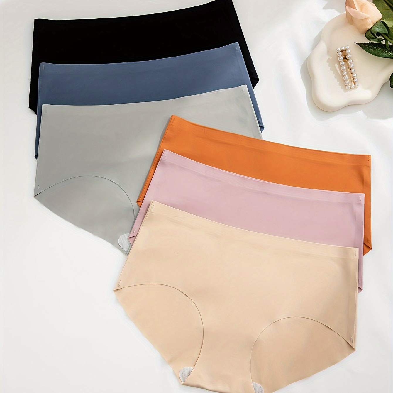 

6pcs Briefs, Simple Comfy Breathable Stretchy Intimates Panties, Women's Lingerie & Underwear