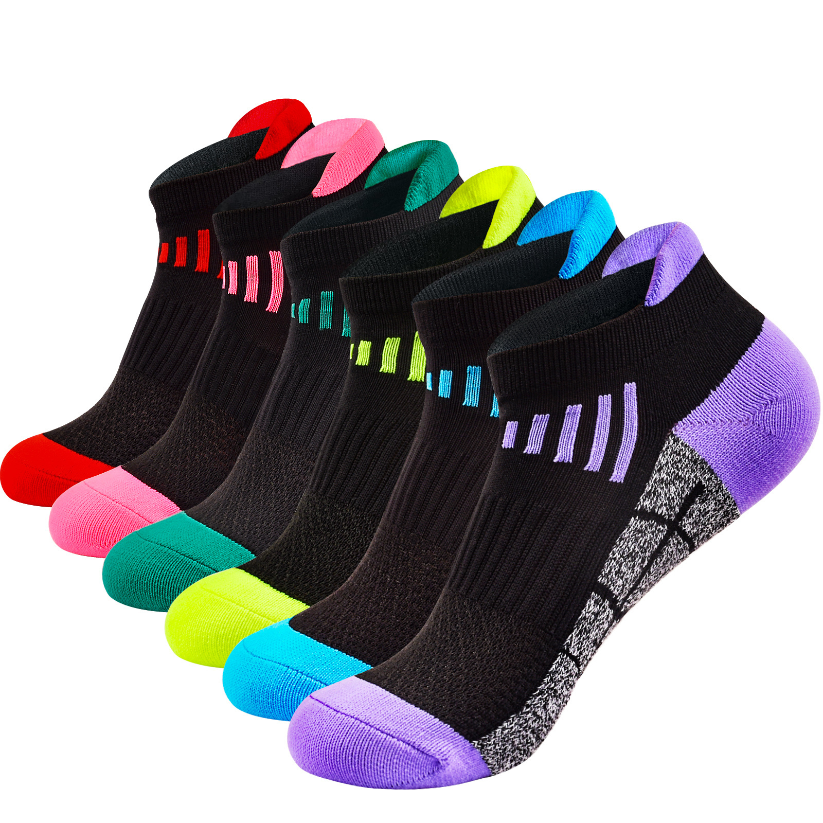 

1/6pairs Women's Compression Athletic Socks, Low Cut Cushioned Breathable Ankle Socks For Running Cycling Hiking