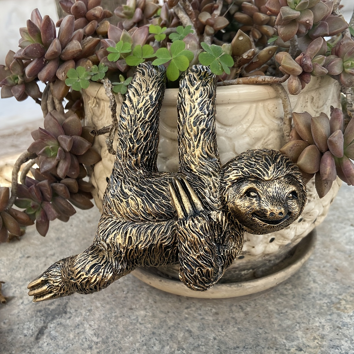 

Resin Sloth Statue Hanging Planter Decoration For Home Balcony Garden Patio Decor - Creative Animal Sculpture For Flower Pots