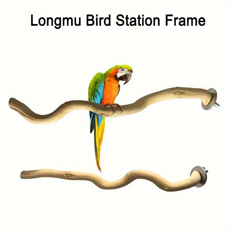 

Parrot Bird Perch, Natural Wood Habitat Rod Station Frame, Solid Wood Bending Perch For Birds
