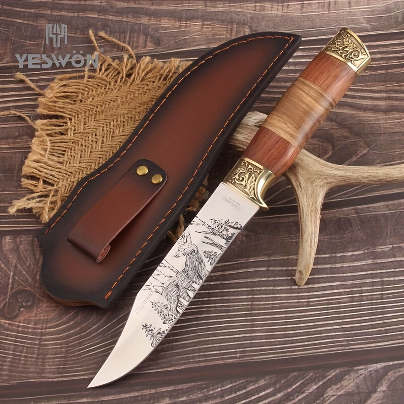 Cuchillo de caza con mango de madera de acero de Damasco VG10, supervivencia,  militar, Camping, utilidad al aire libre, cuchillo táctico de hoja fija,  herramientas edc - AliExpress
