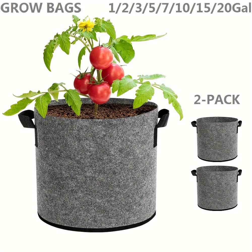 

2 Packs, 5 Gallon Nonwoven Fabric Grow Bags With Handles, 280g Thickened Heavy-duty Planting Pots For Home Balcony Garden Vegetables, Flowers Fruits, Nursery Seedling Growth Acceleration, Gray