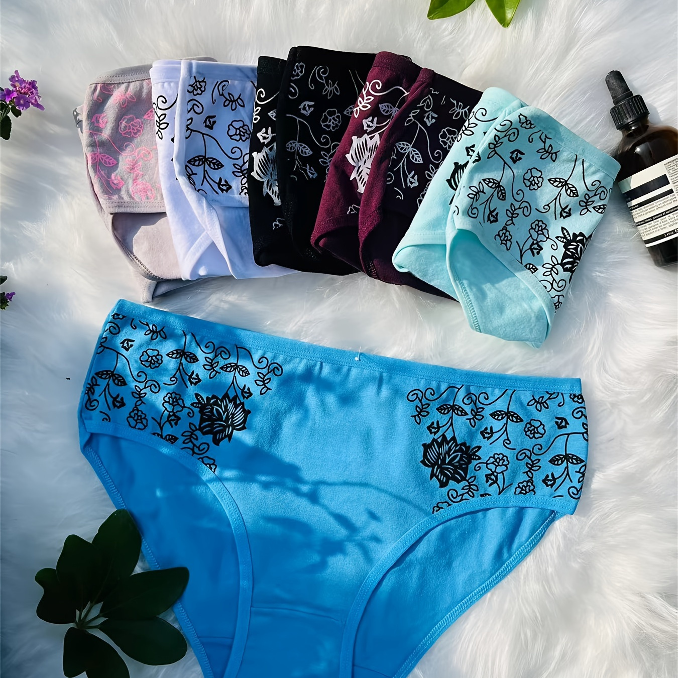 

Lot de 6 culottes en coton à imprimé floral, confortables et sexy, respirantes et extensibles, lingerie et sous-vêtements pour femmes