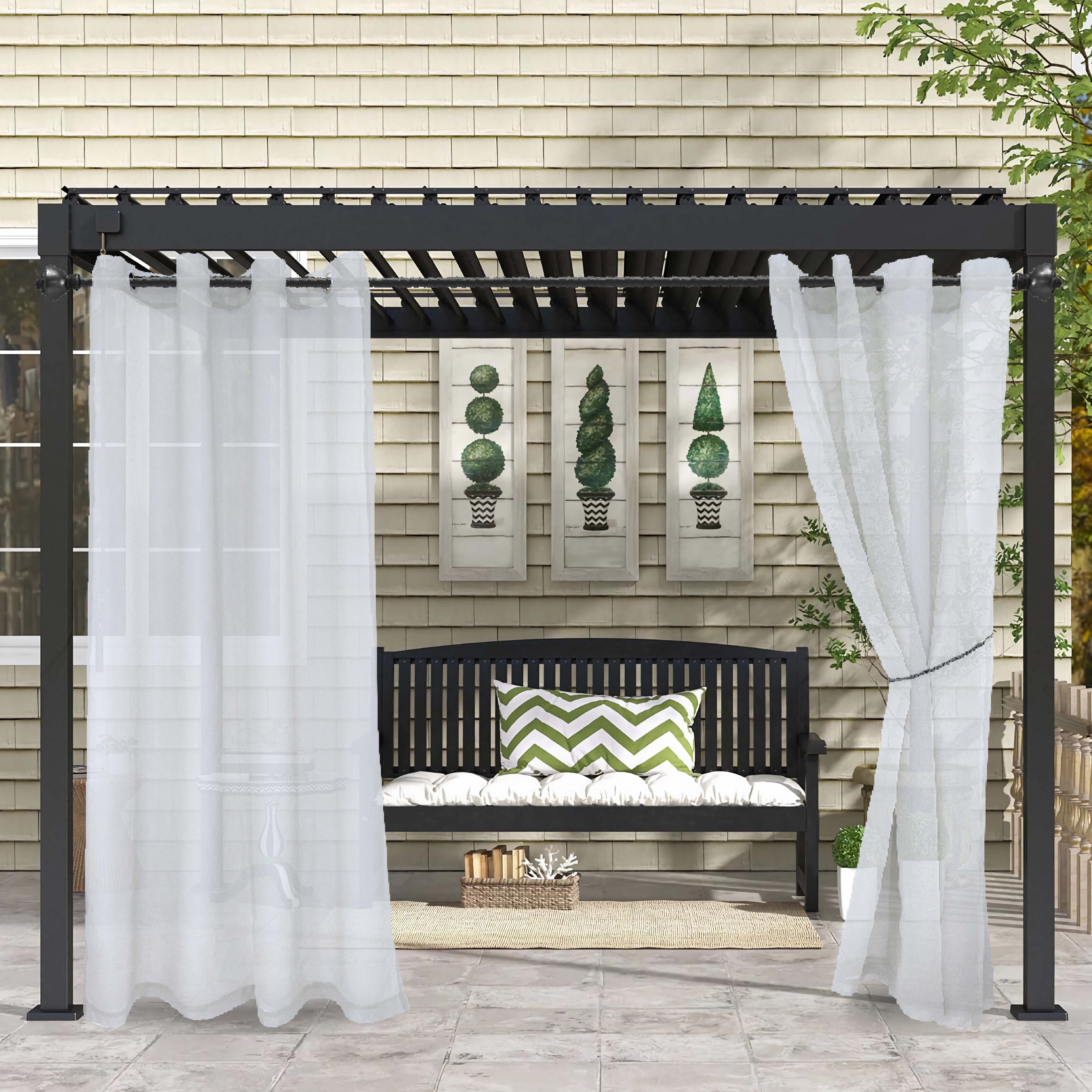 

Waterproof Sheer Curtain Panel For Outdoor Privacy - Perfect For Patio, Porch, Pergola & Cabana Decor