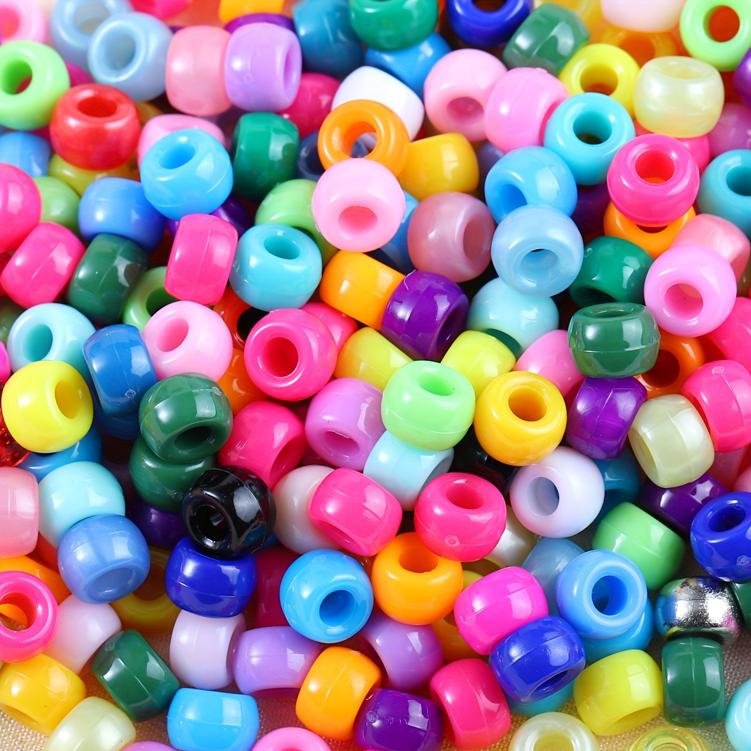 

1000pcs/pack Large Hole Colorful Transparent Frosted Barrel Plastic Beads For Jewelry Making Diy Dirty Braid Spelling Beans Bracelets Necklaces Beaded Accessories