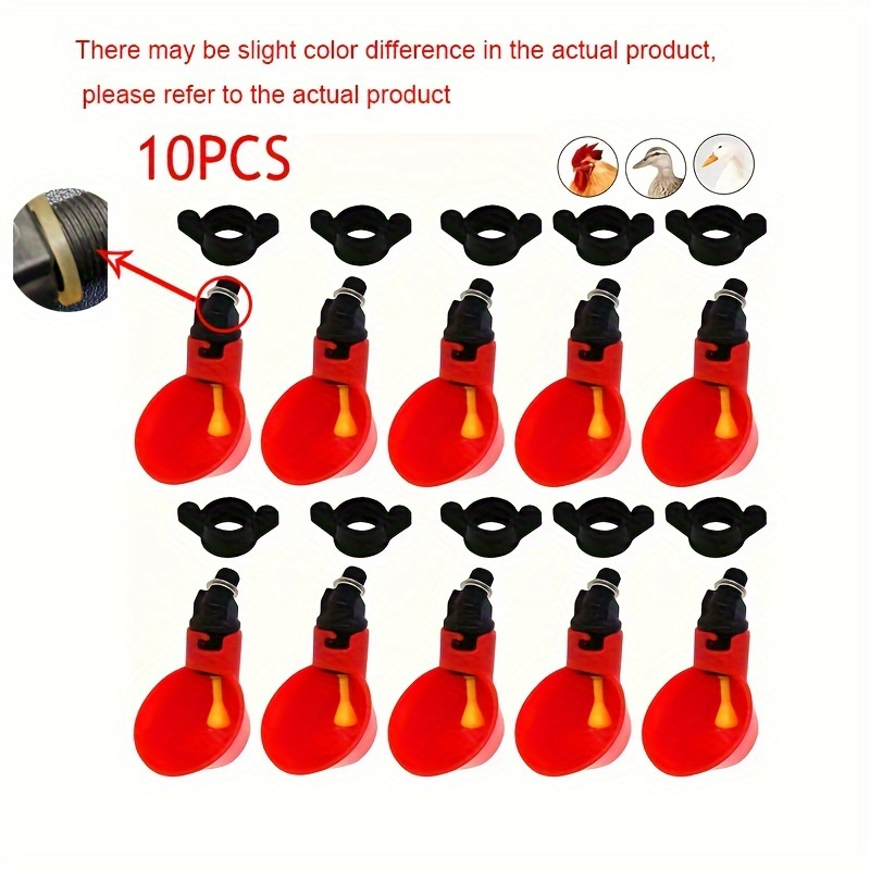

10pcs Poultry Watering Cups Automatic Quail Drinking Bowls, Red Plastic Feeders For Birds, Gamefowl Farming Supplies