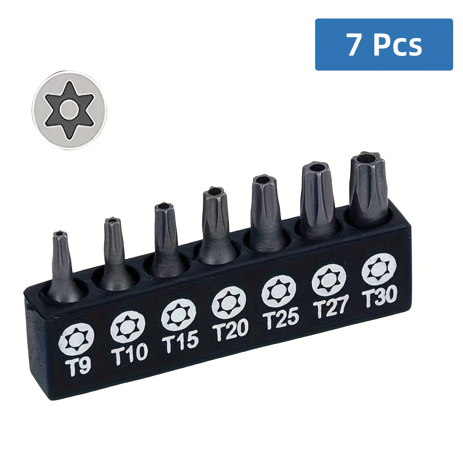 

7pcs T9-t30 Torx Screwdriver Bits Set, Alloy Steel Wear-resistant Heat-resistant Bits, Hexagon Screwdriver Bits Kit, Multi-functional Screwdriver Bits Suitable For Electric Power Drill Screwdriver