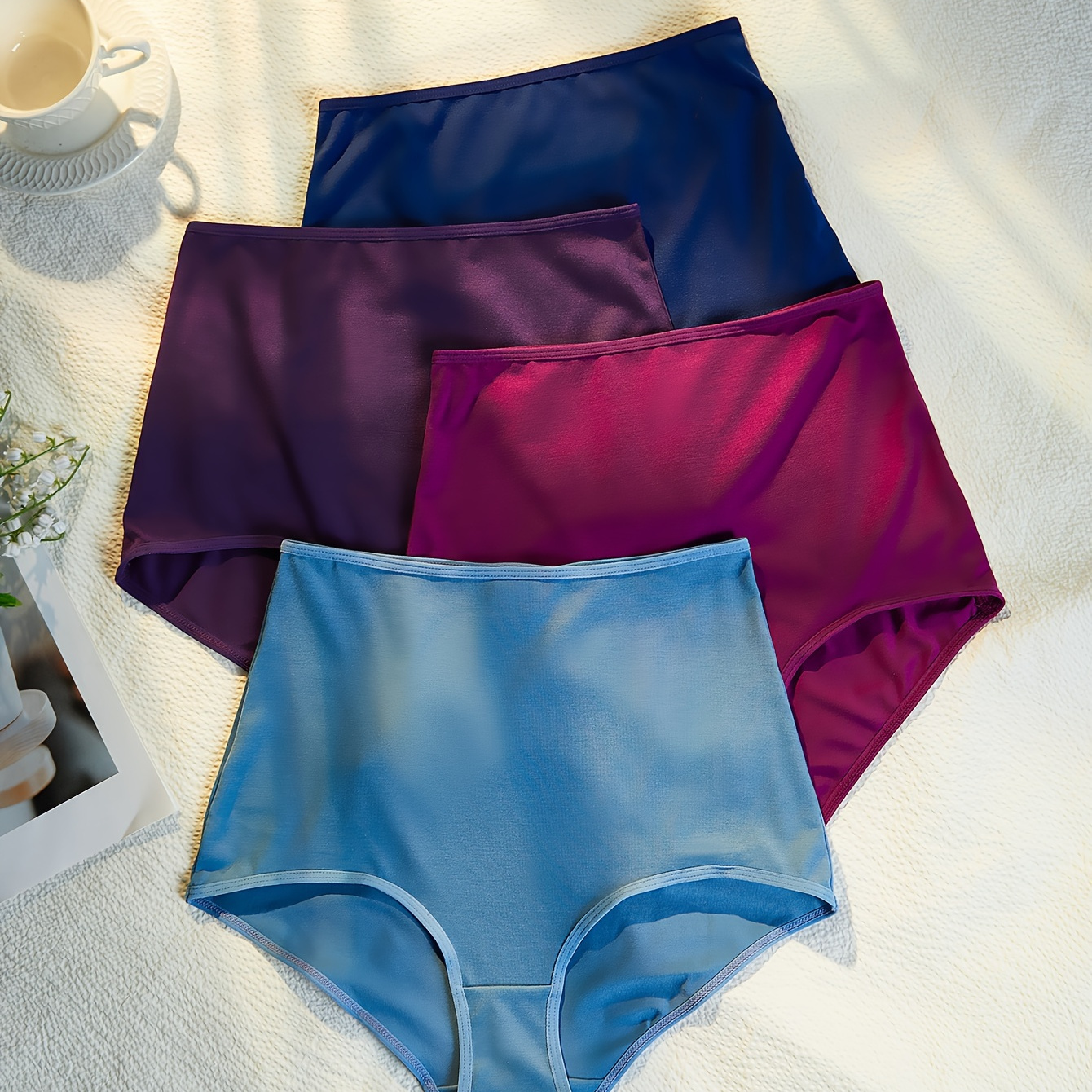 High Waist Solid Panties Soft Comfy Stretchy Intimates - Temu