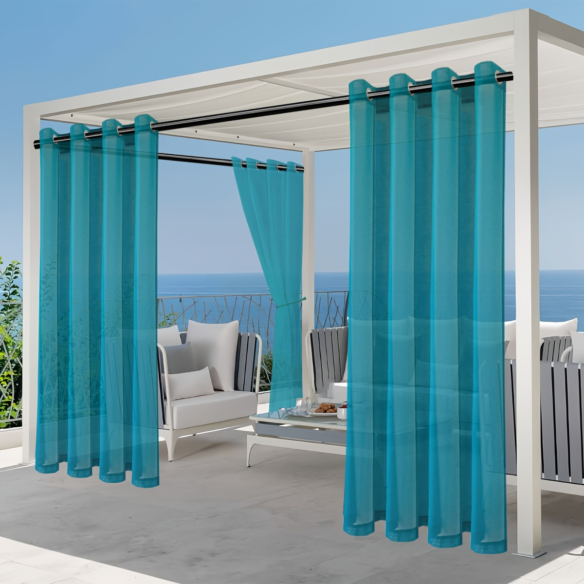 Semi transparent Waterproof Outdoor Rope Ring Curtain Patio - Temu