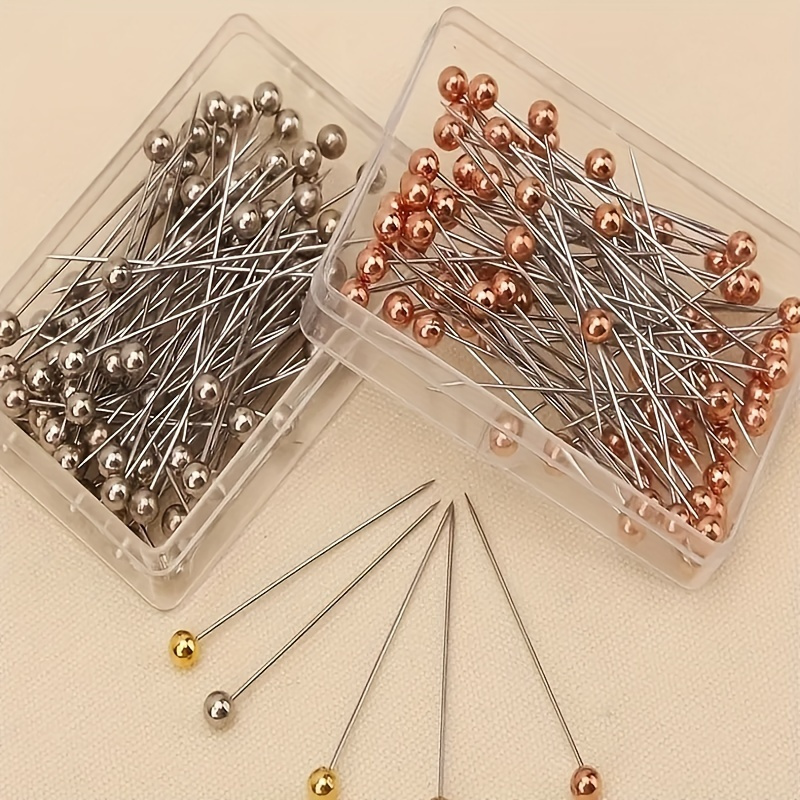 

100pcs Metal Four-color Positioning Needles, Colorful Plastic Boxed Bead Needles, Flower Packaging Material Large Head Needles, Fixed Sewing Pins For Tailors, Jewelry Diy