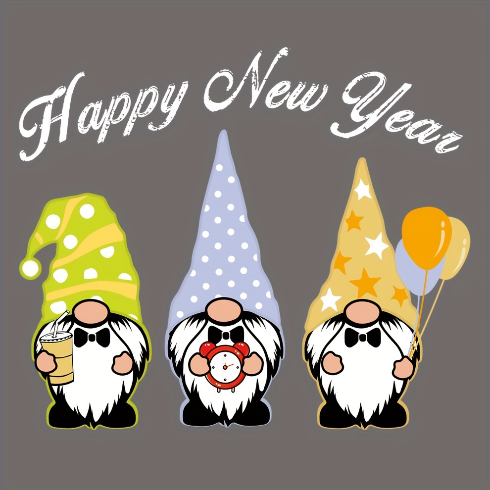 Gnomes Celebrate New Year Designs Diy Iron Patches Ready - Temu