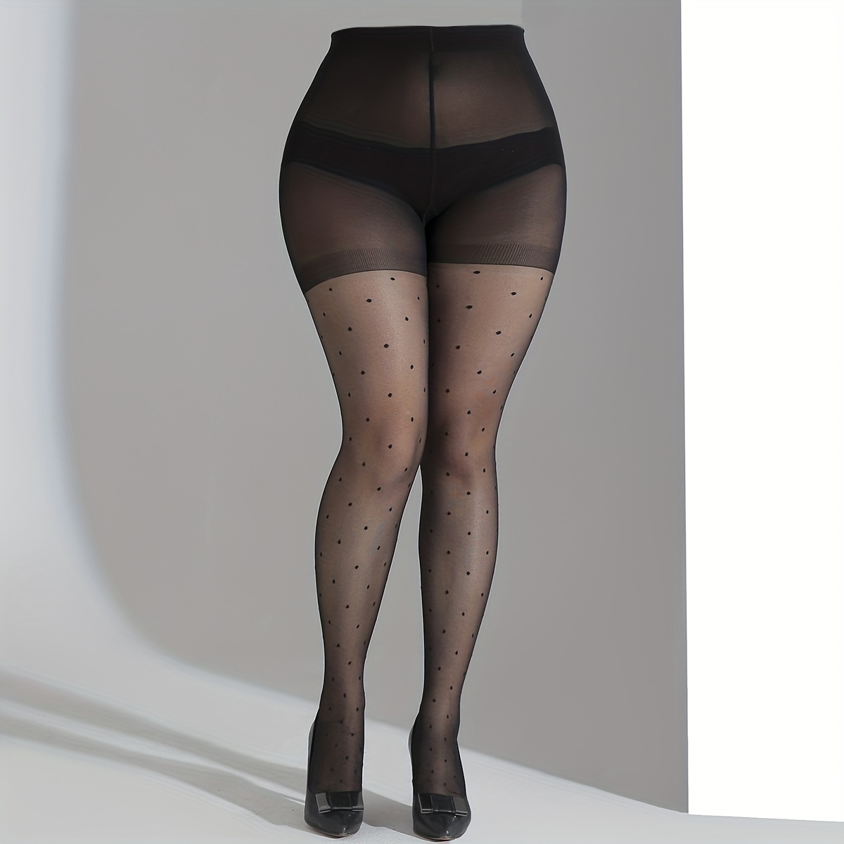 

Size Stockings, Women's Flocked Dot Pantyhose & Hosiery