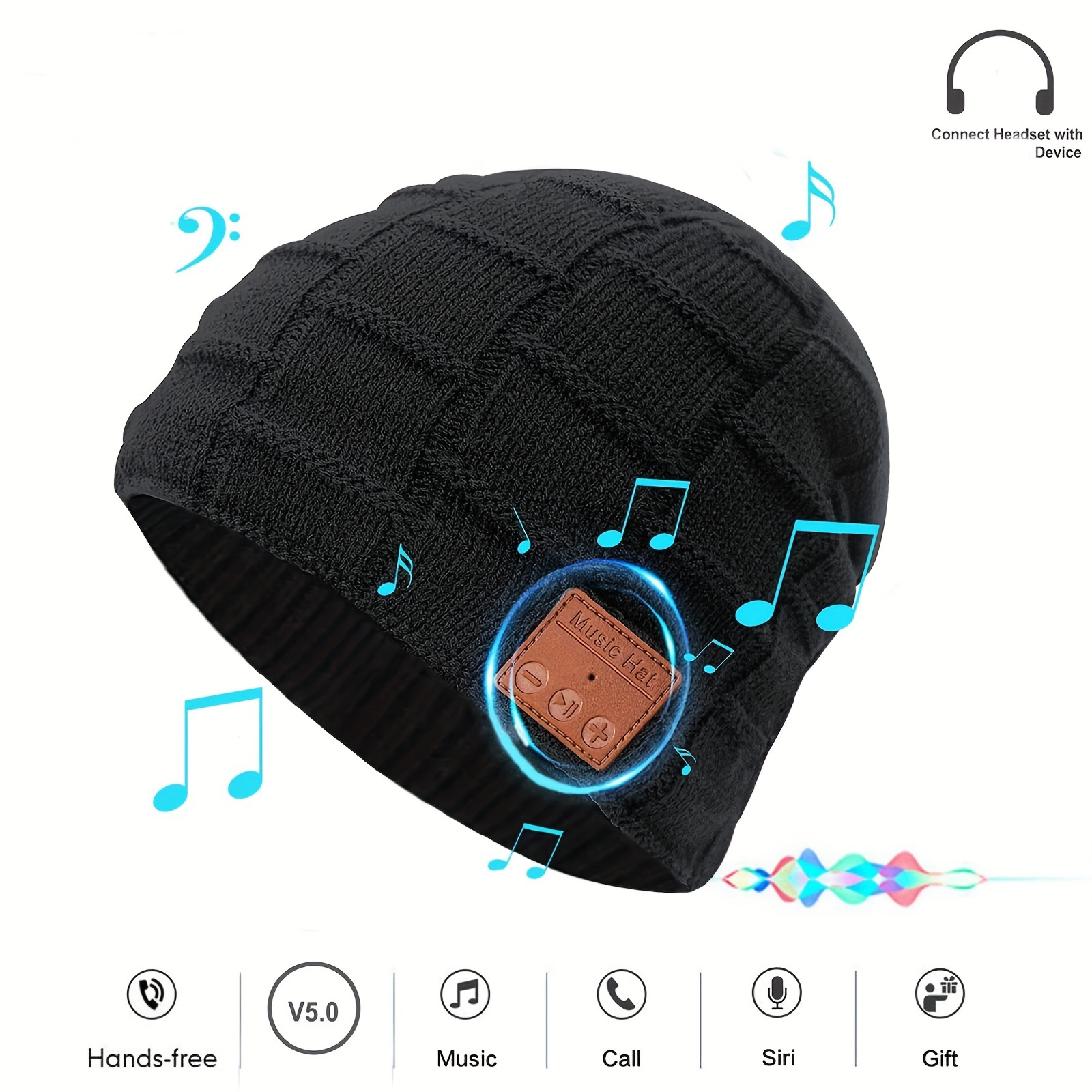 Bonnet pompon connecté Bluetooth - MUSIC HAT