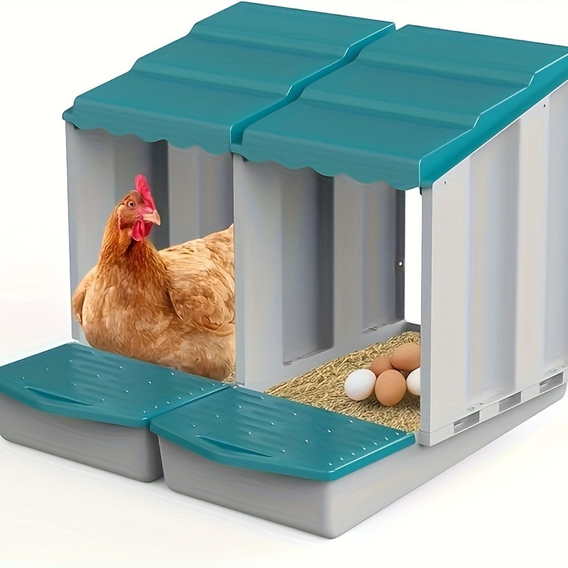 

Plastic Dual-chamber Chicken Nesting Box Set - 2 Units, No-electricity , Battery- - Easy Clean Poultry Laying Coop Accessory