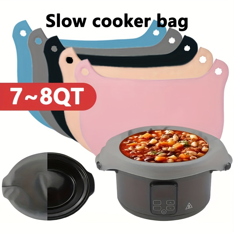 Slow Cooker Liners Divider, Large Size Crock Pot Liners Divider Insert with  Cleaning Wipe Reusable Silicone Cooking Liner Dishwasher Safe, Fit 6QT to  8QT for Slow Cooker Crockpot 