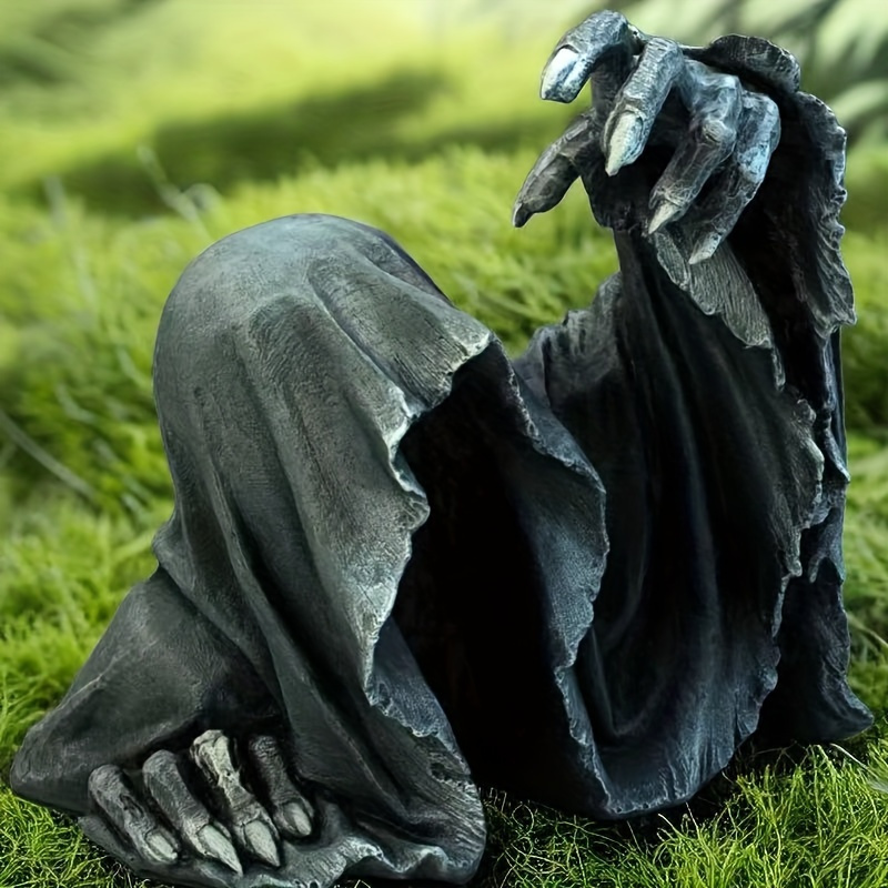 

Spooky Black Grim Reaper Halloween Decor - Resin Ghost Cloak Statue For Outdoor & Home, Perfect For Haunted House Themes Halloween Home Decor Outdoor Halloween Decor