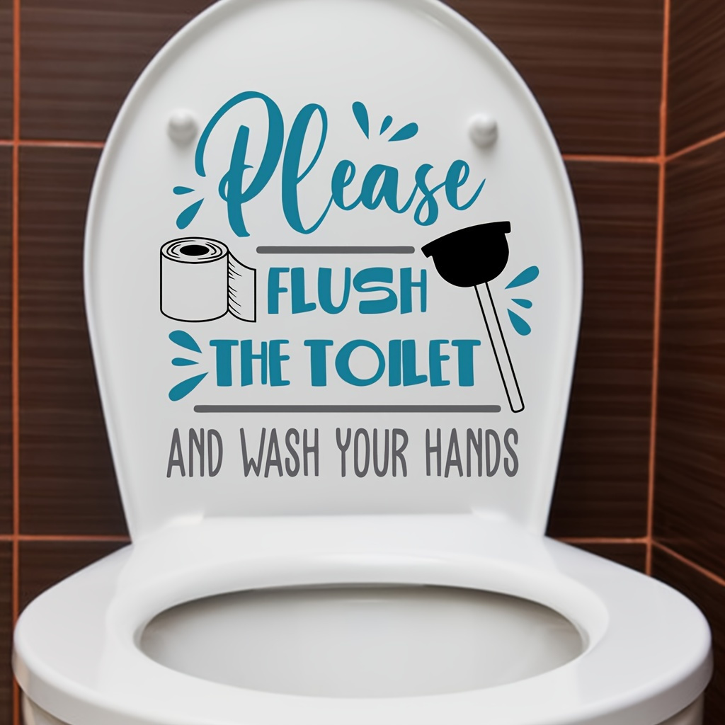 

1pc Toilet Sticker, Flush The Toilet Slogan Decal, Toilet Decoration, Self-adhesive Wallpaper For Bedroom, Toilet Decoration, Living Room