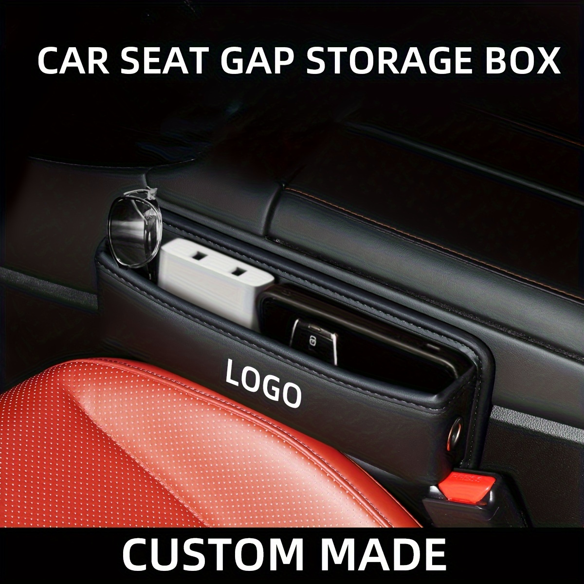 Custom Text and Logo Car Seat Gap Filler Organizer, Custom For All Car