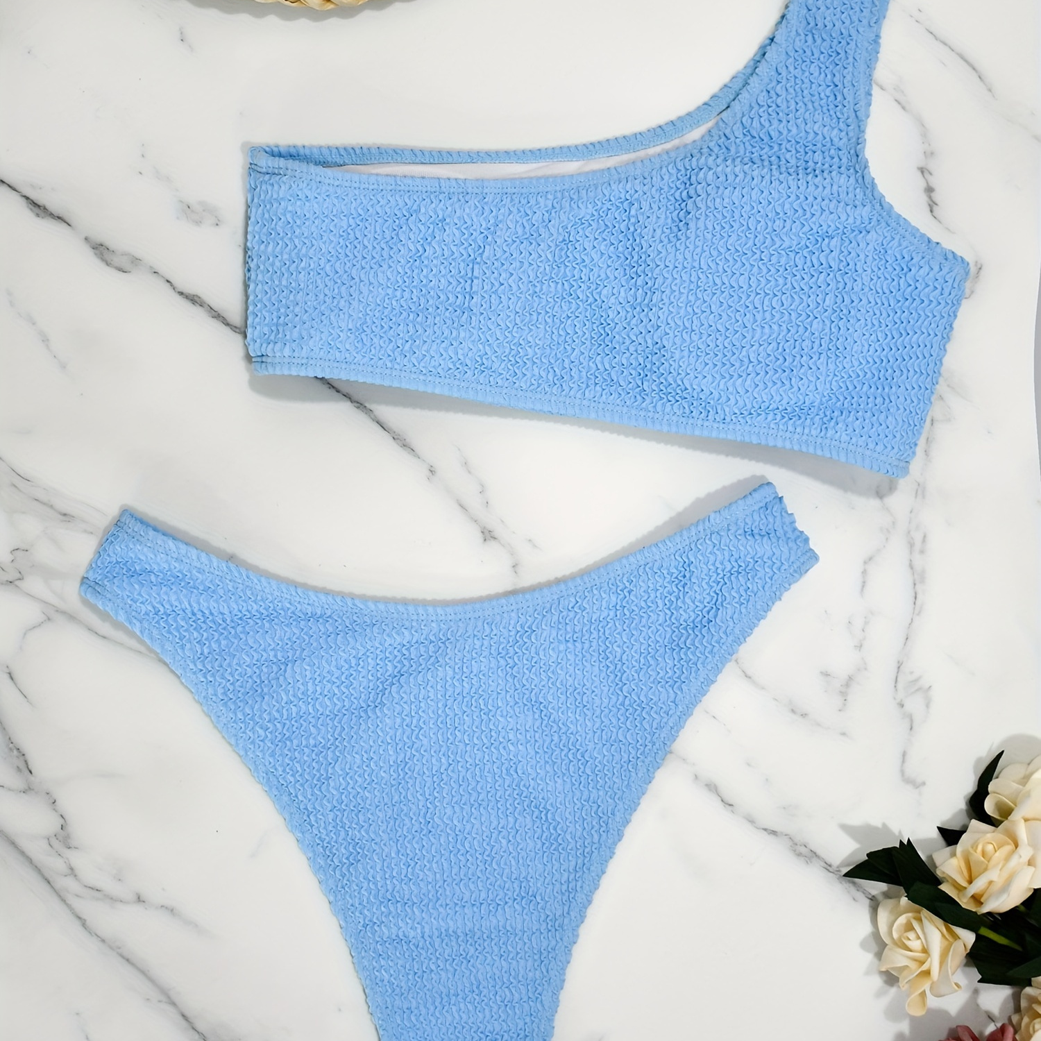 

Women's Fashion One-shoulder Bikini Set, Sexy High-cut Two-piece Swimsuit For Beach