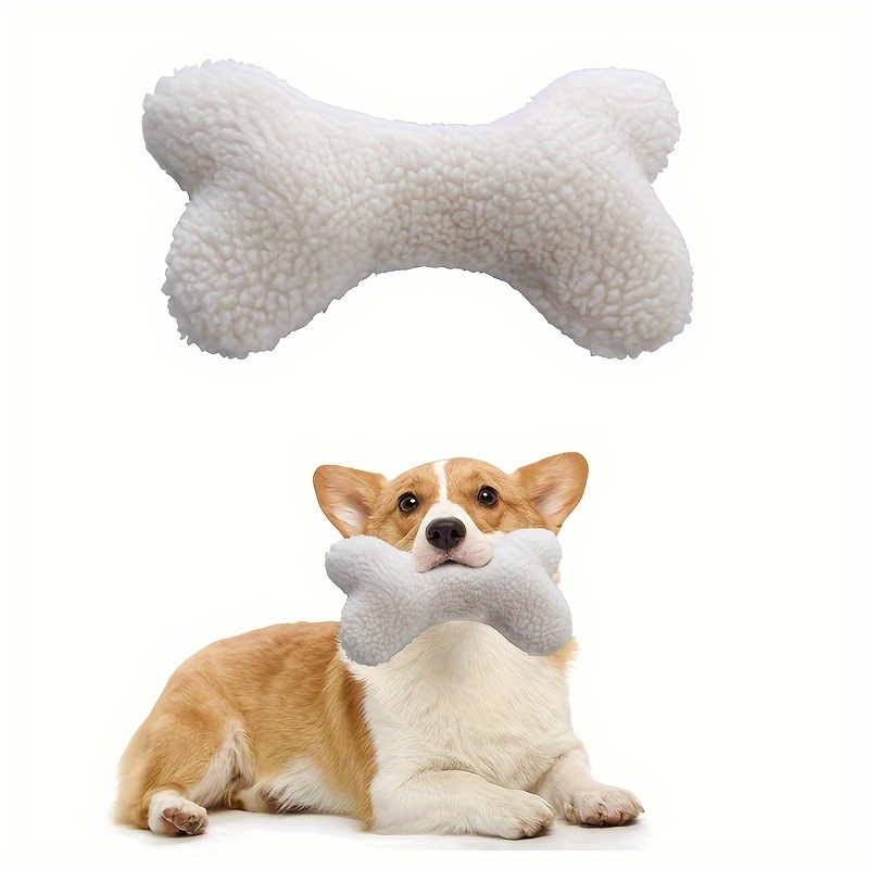 

1pc Bone Design Pet Grinding Teeth Squeaky Plush Toy, Chewing Toy For Dog Interactive Supply