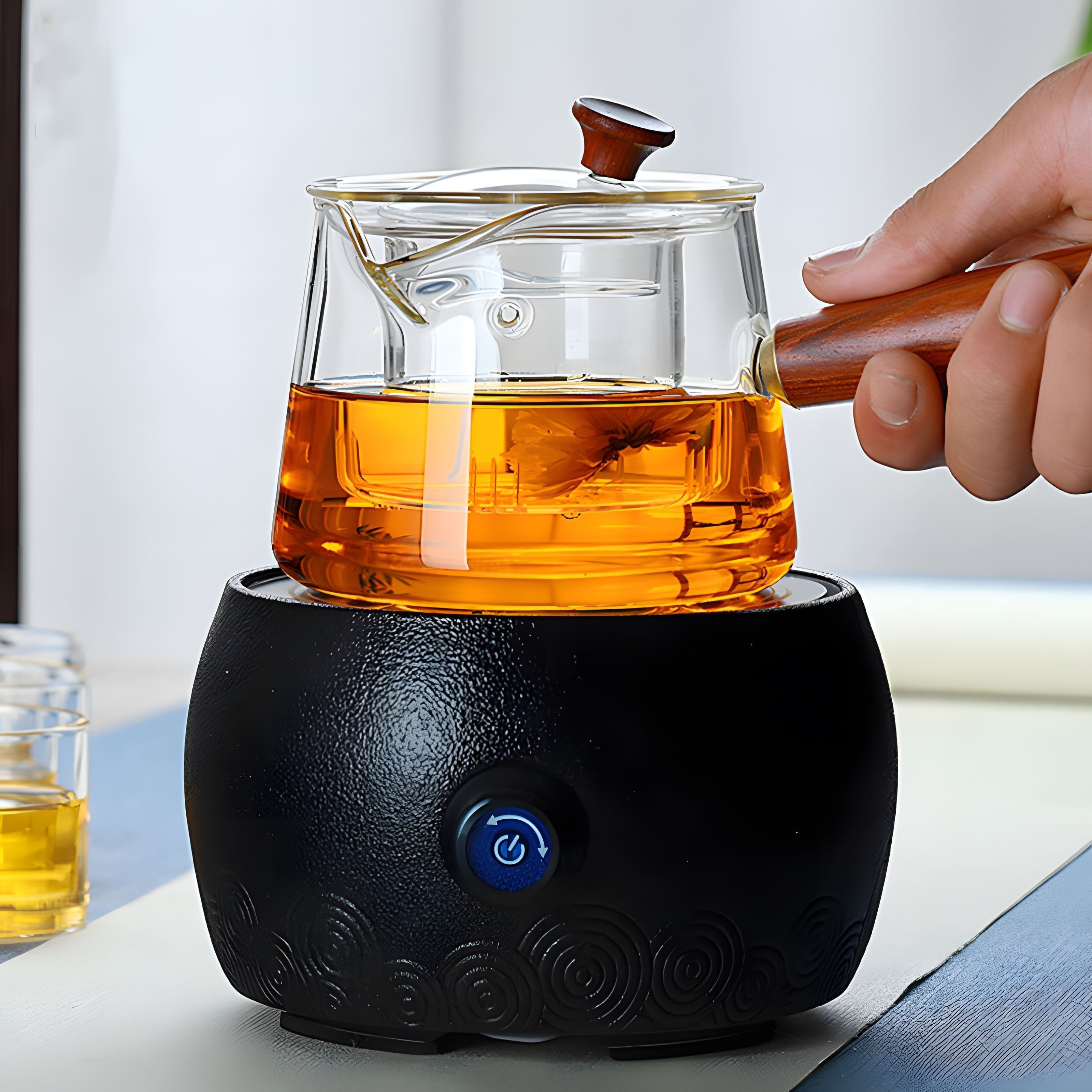 Tetera de vidrio con infusor de té de 32 oz/43 onzas, hervidor de té para  estufa, juego de té de hojas sueltas y florecientes seguras (32 oz/ 32.1 fl