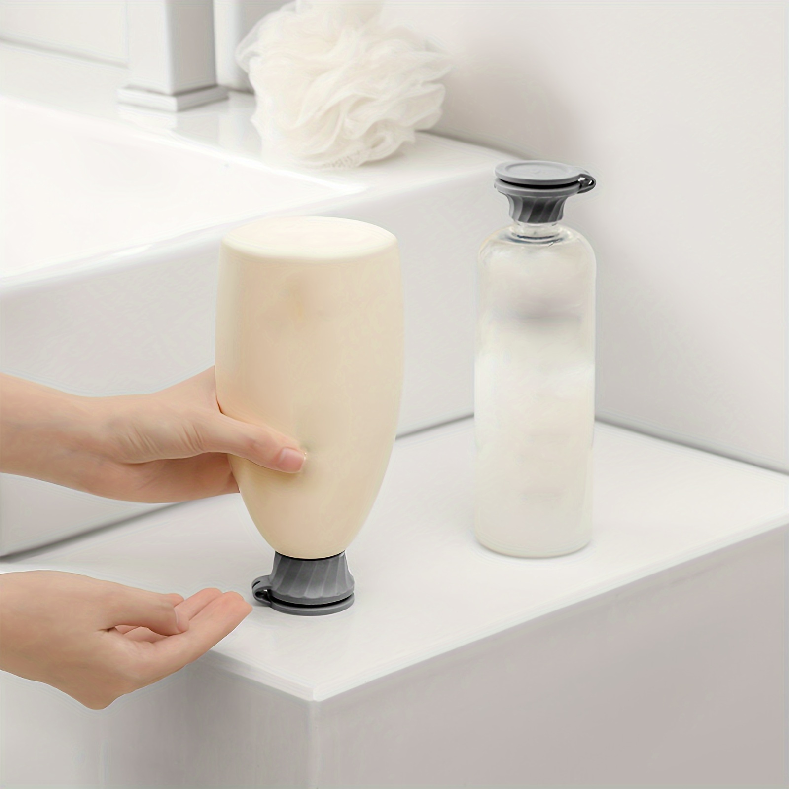 

6pcs Upside-down Bottle Caps, Leakproof Plastic Lids For Shower Gel, Shampoo, Kitchen Condiments, Bathroom & Kitchen Accessories