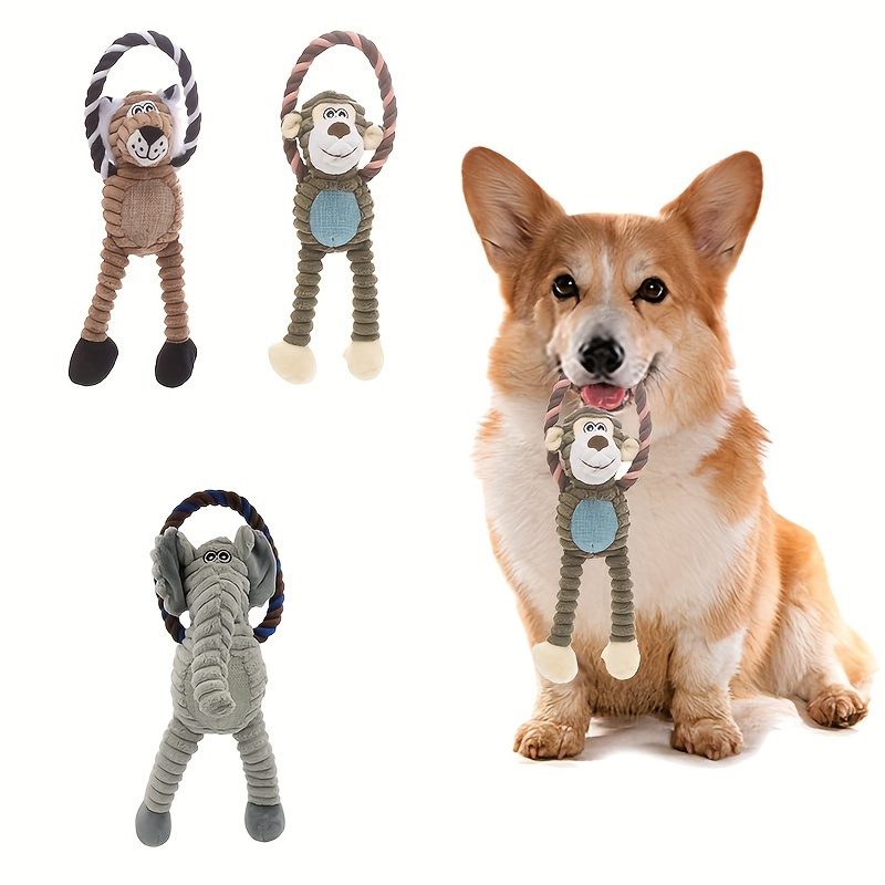 

1pc Animals Design Pet Grinding Teeth Rope Plush Toy Durable Chew Toy For Dog Interactive Supply