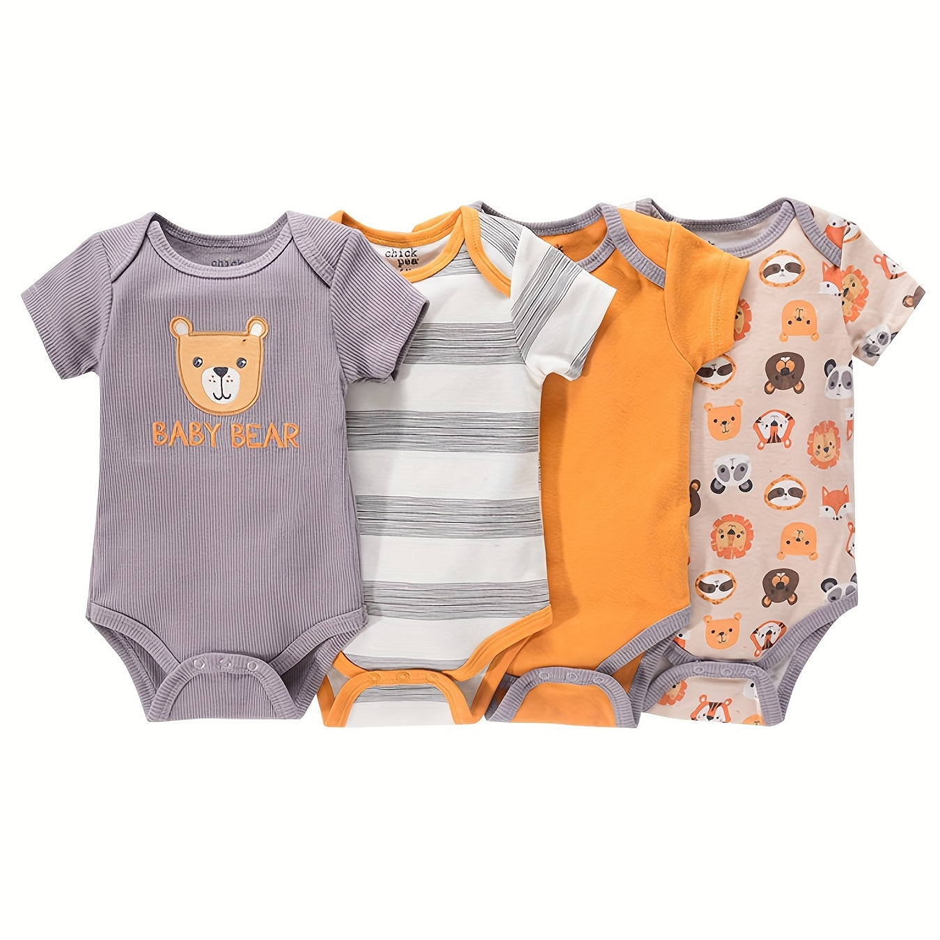 

4pcs 's 100% Summer Sleeve Set, Bodysuits, , Infant Clothes