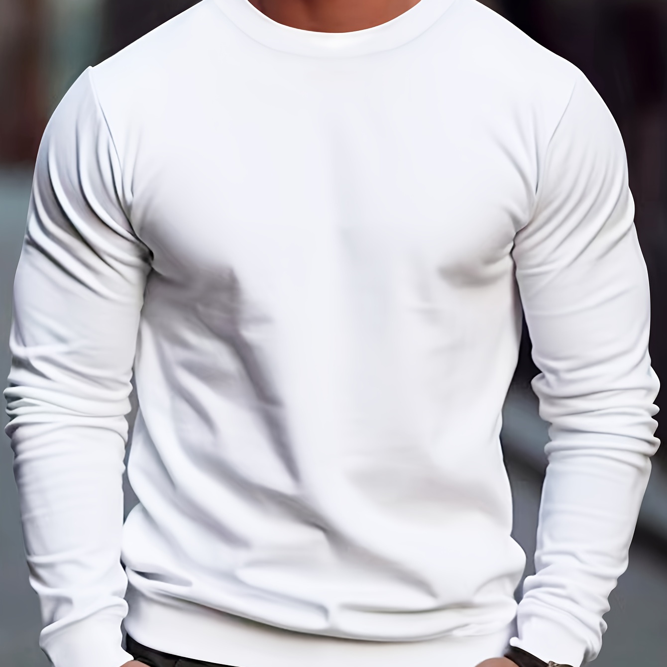 

Crew Neck Sweatshirt Pullover For Men Warm Solid Sweatshirts Winter Long Sleeve Tops