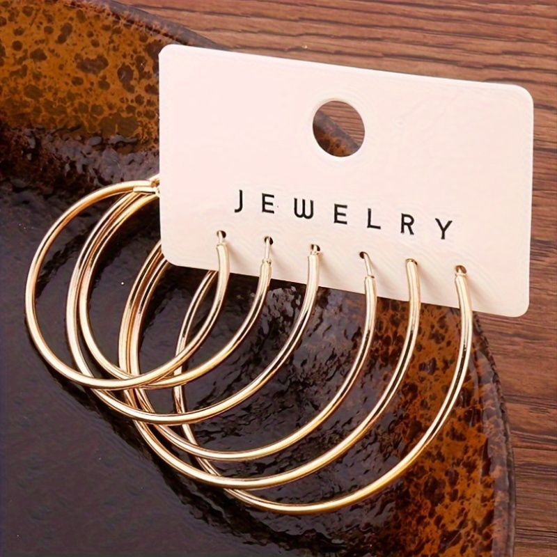 

Set Of 6 Fashionable Golden Circular Earrings For Women