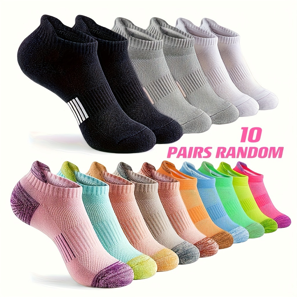 

10 Pairs/20 Pairs/40 Pairs/50 Pairs Of Random Colors, Solid Color, Simple Sports Socks For Running, Comfortable, Sweat-absorbent, Breathable, Daily Women's Socks