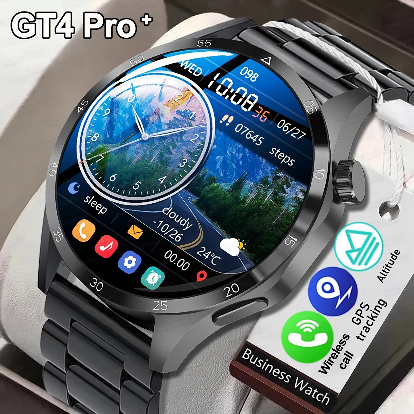 

Kenpang 2024 New Men's Outdoor Sports Smartwatch Gt4 1.53 Inch 360 * 360hd Screen Wireless Call Smartwatch Offline Payment Nfc Gps Trajectory Smartwatch Women's Fitness Watch Clock