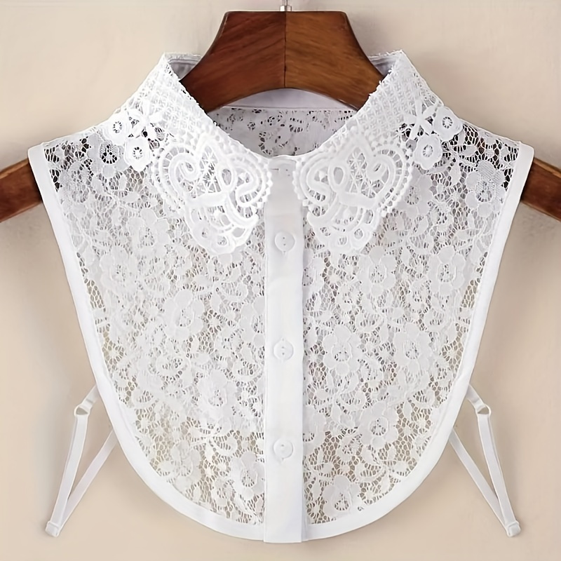 

A Lace Half-shirt Collar - Adjustable, Breathable, Detachable False Collar, Suitable For Women's Clothing, Featuring A Hollow Collar Design, Easy To Put On And , Or Dress