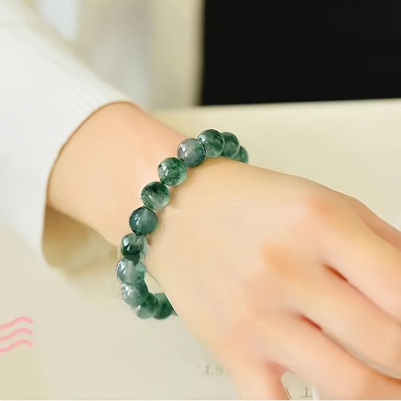 

1pc Natural Aquatic Agate Bracelet For Men And Women, Fashionable And Simple Bracelet