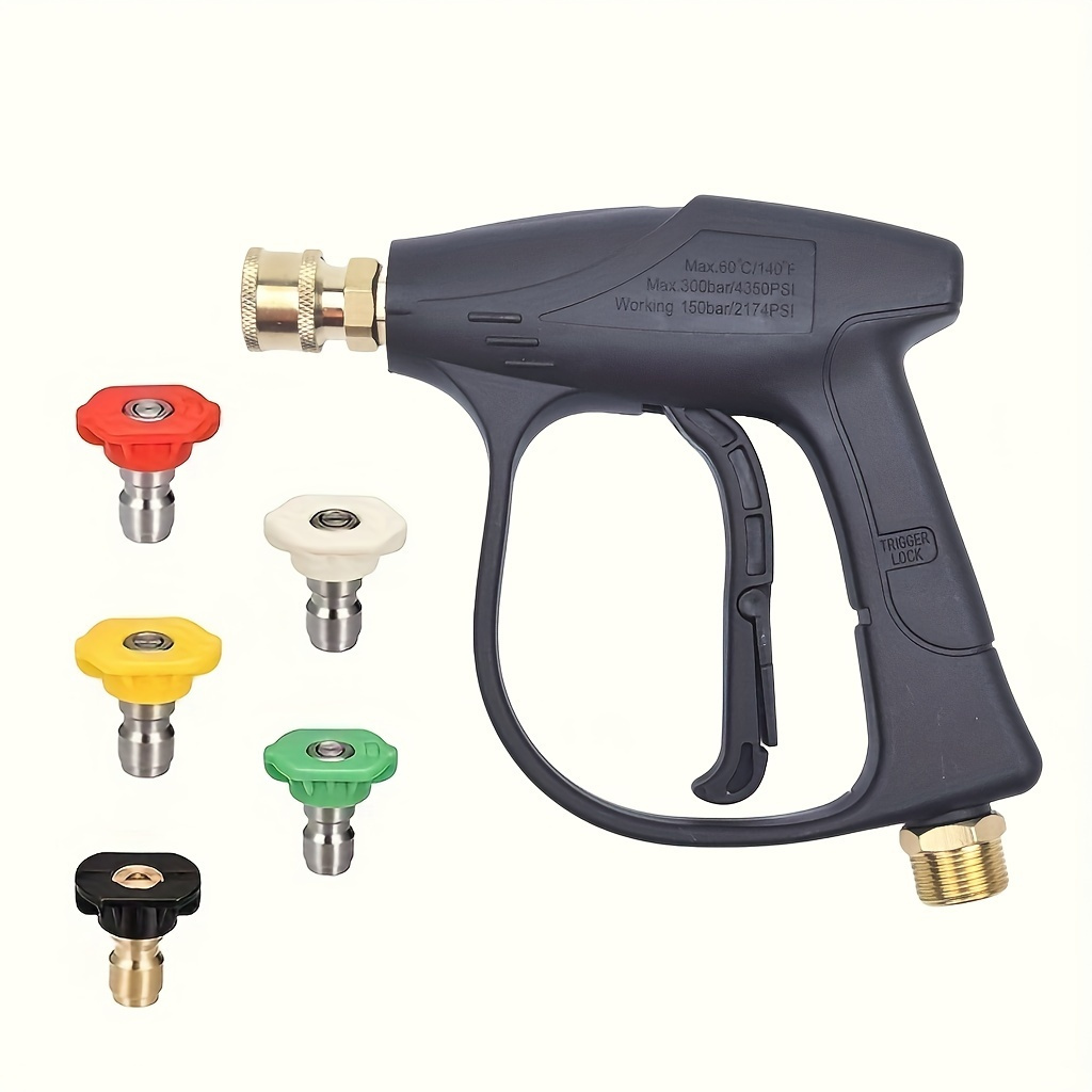 

1 Set, High Pressure Washing Gun, Max 3000 Psi 5 Colors Quick Connect 1/4 Inch Nozzle M22 -14 Hose Fitting Car Washing, Garden Supplies
