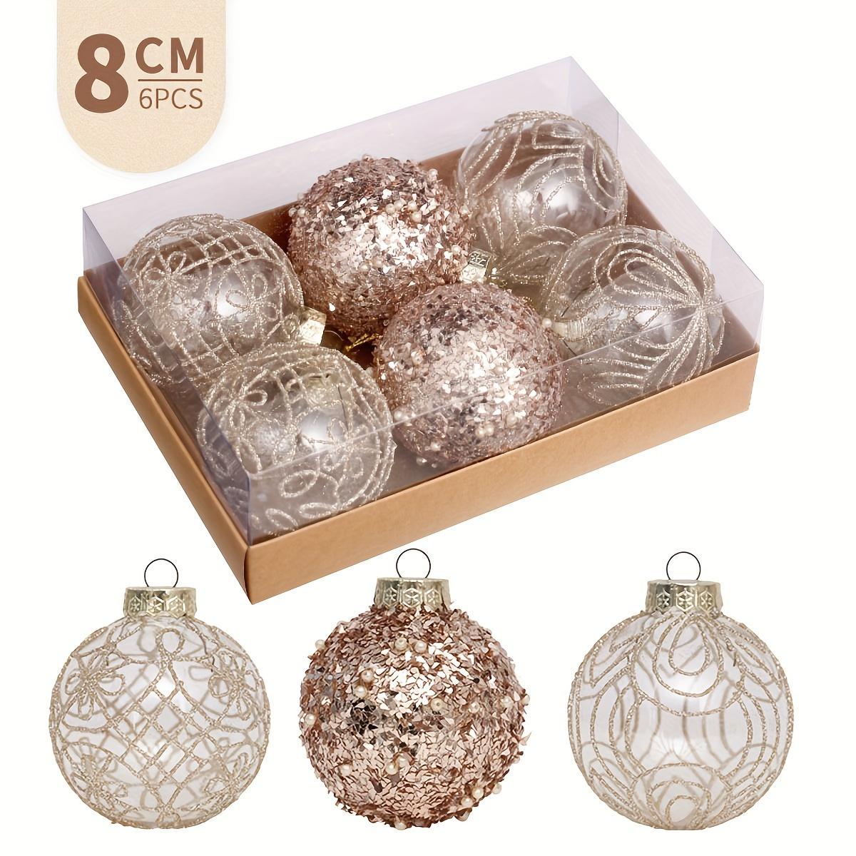 

6- 8cm Christmas Ornaments - Plastic Decorative Hanging For - - For , , Hanukkah, New Decorations