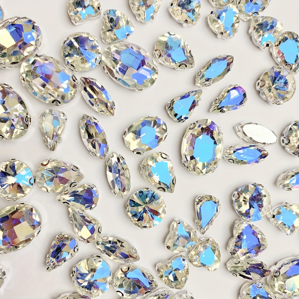 

40-pack Peacock Blue Ab Crystal Rhinestones For Diy Fashion - Glass Gems For Sewing, Knitting, Clothing, Shoes, Hats, Bags & Hair Accessories Feathers For Jewelry Making Rhinestones For Clothes