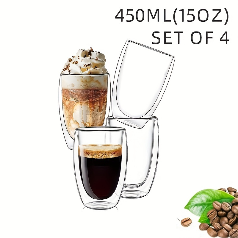 200-450ml Gift Box Double Wall Glass Coffee Cups Set Espresso Clear  Insulated Teacup Handle Mug For Latte Cappuccino Water