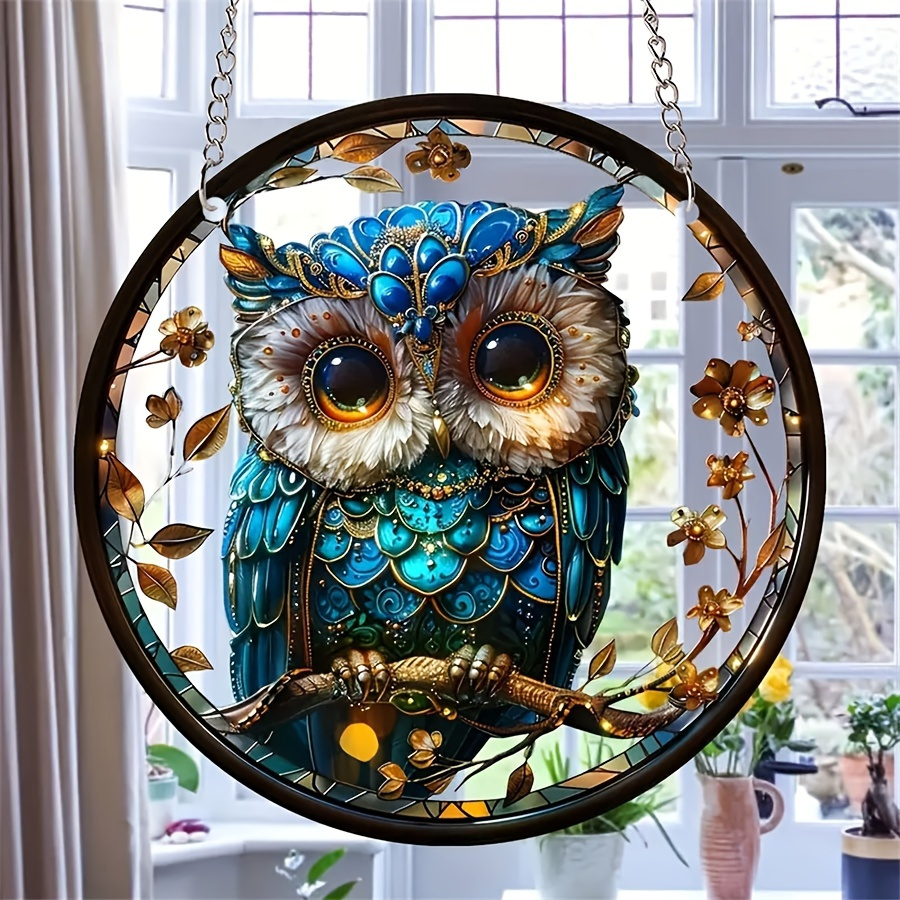 

Acrylic Owl Suncatcher For Windows - Decorative Light , Ideal Gift For Mom, Grandma, Home & Garden Decor, 5.70" Diameter