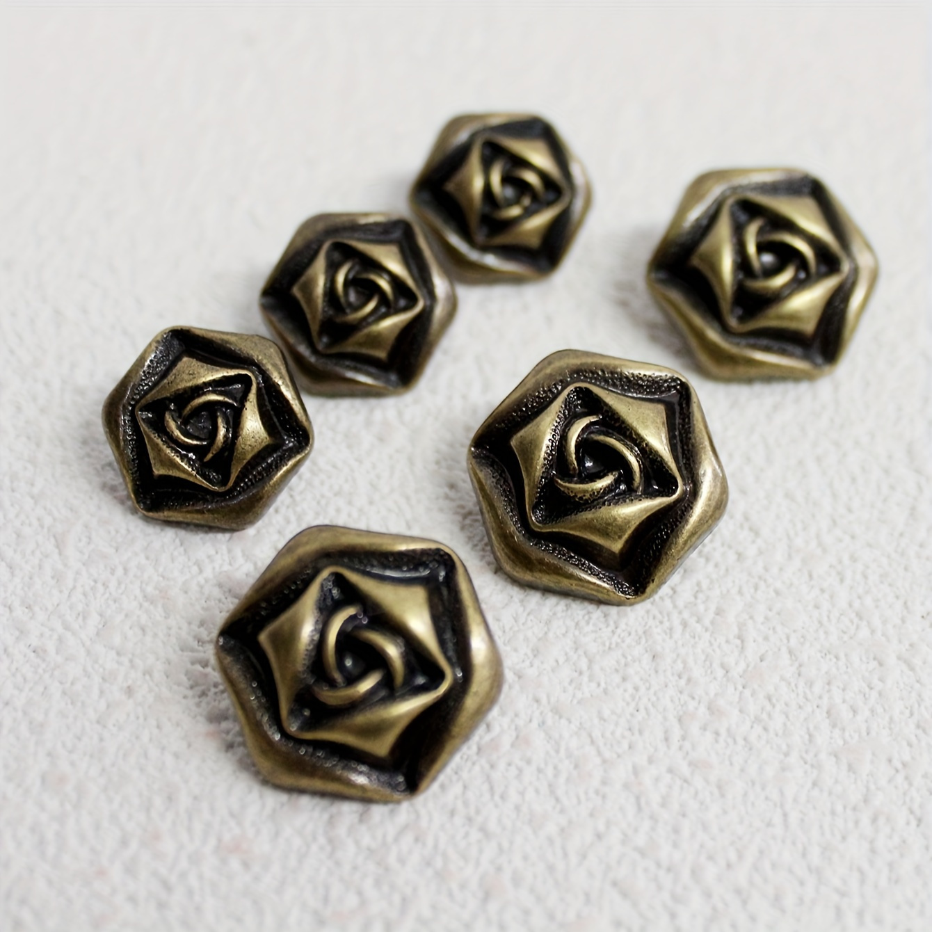 

10pcs Vintage Bronze Rose-shaped Decorative Buttons For Knit Cardigans, Dresses, And Coats - Elegant With Intricate Detailing, Coat Buttons|elegant Accessories|antique