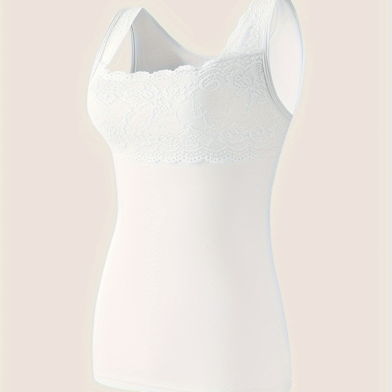 

Contrast Lace Tank Top, Elegant & Breathable Vest Top, Women's Lingerie & Underwear