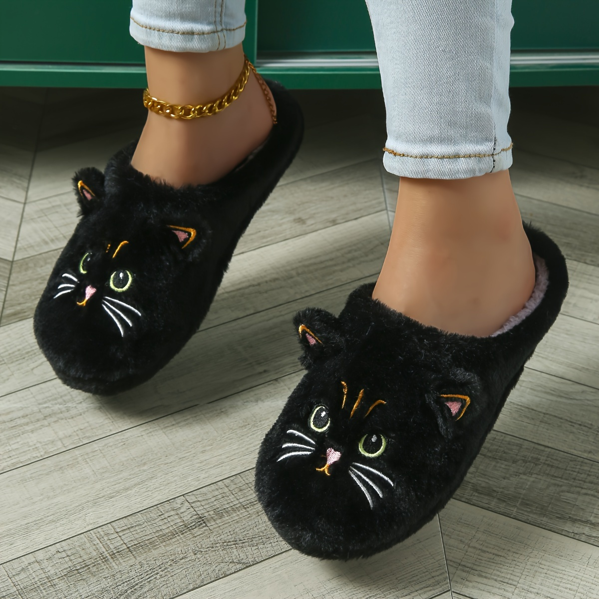 

Cute Cartoon Home Warm Slippers, Fluffy Soft Sole Bedroom Plush Lined Cozy Shoes, Non-slip Floor Mute Shoes