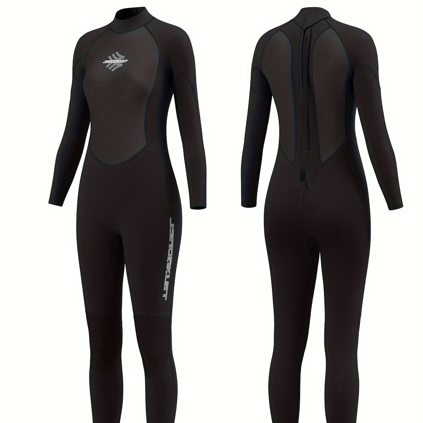 

Contrast Color Long Sleeve Wetsuit, High Neck High Stretchy Sporty Wetsuit, Women's Swimwear & Clothing