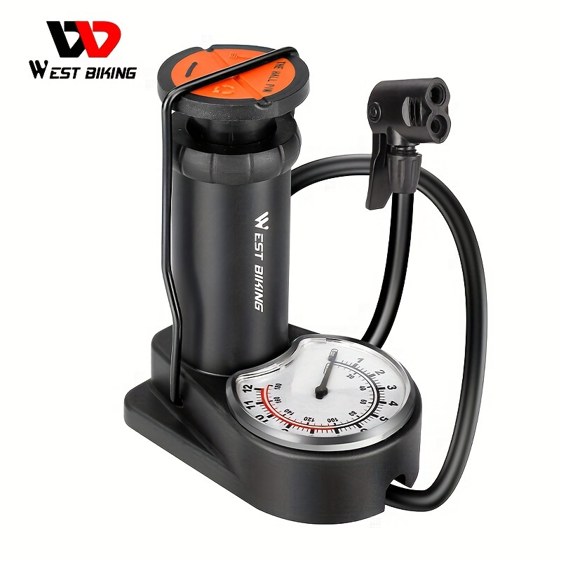 

West Biking 140 Psi Home Foot Pump With Gauge, Bicycle Tire And Basketball Inflator, Bike Accessories