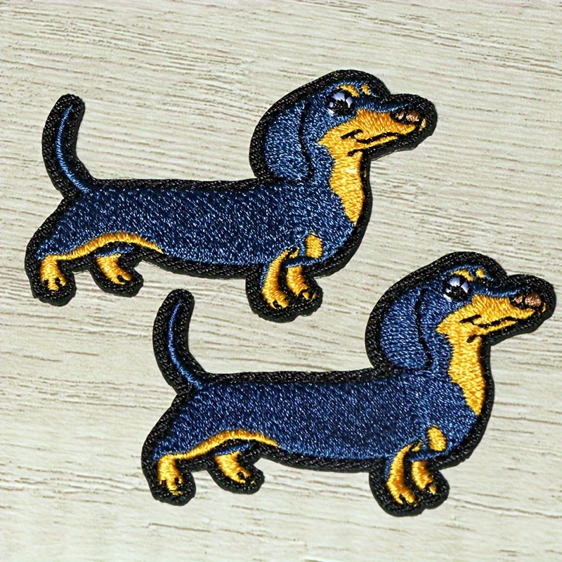 

2-pack Dachshund Embroidered Iron-on Patches, Multicolor Pet Appliqué For Diy Clothing And Accessories