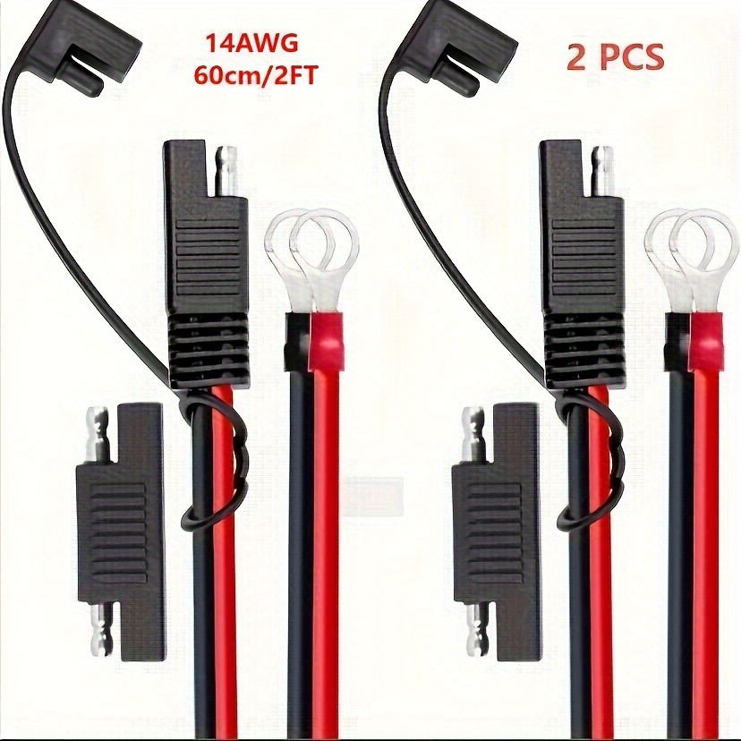 

Cable Connector 14 Awg - 2 Ft/60cm For Battery And Maintainers With 2 Pin Sae Connector To O-ring Terminal For Motorcycle, Cars, Tractor 15a (2 Packs)