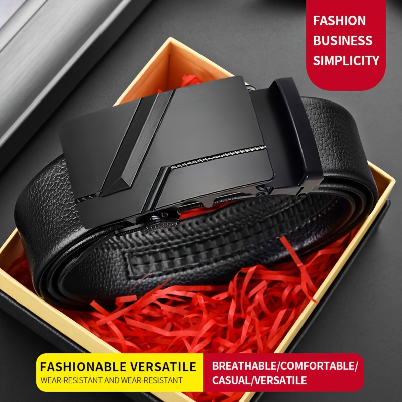 

Men's Business Automatic Buckle Pu Leather Belt, Jeans Belts