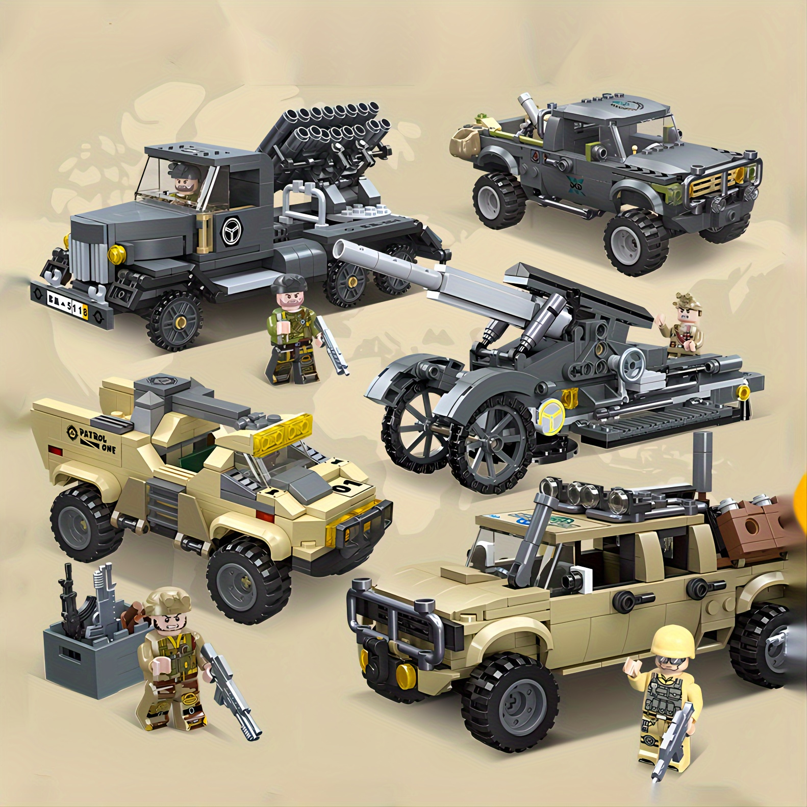 Rocket Launcher Armored Vehicle Military Series Small Building Block Toy  Assembly Weapons Assembly Plug Toys Birthday Gift Army Weapons Accessories  Small Particle Diy Mini Fighter Model Assembled Military Building Blocks